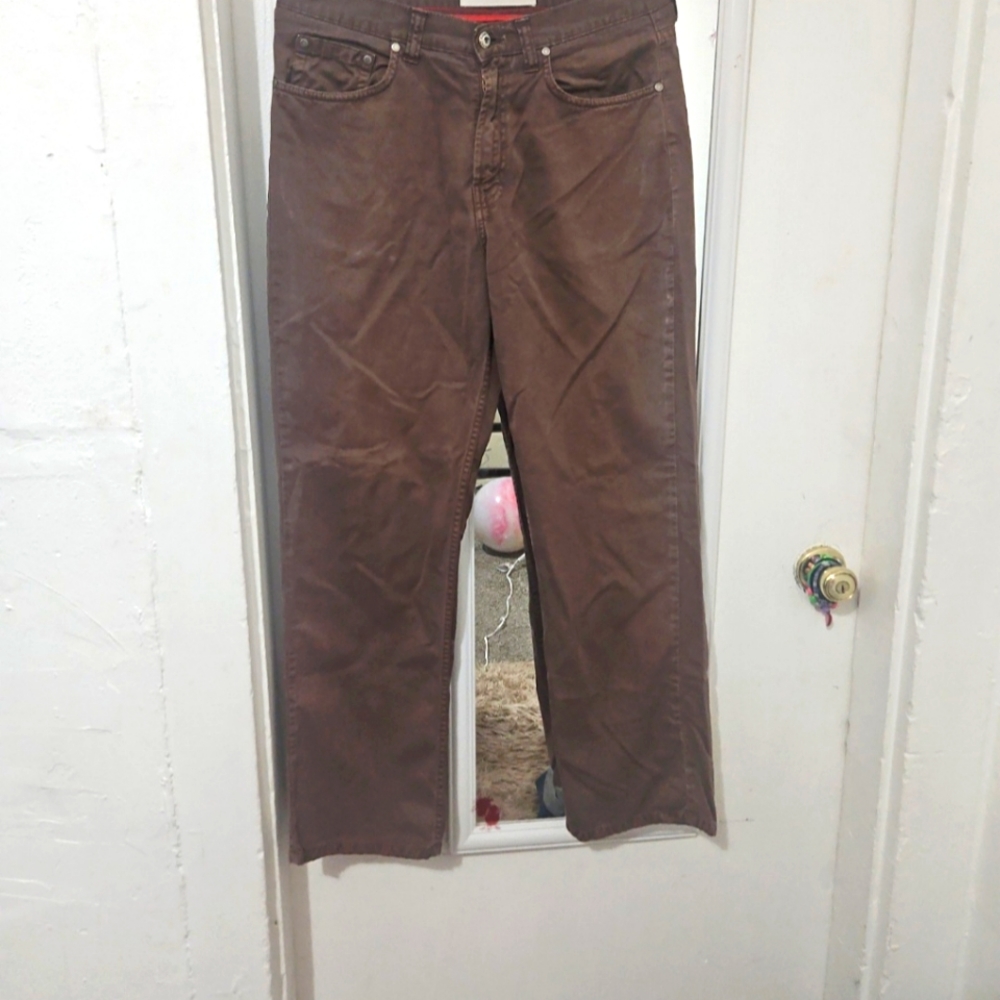 Used "Perry Ellis Cottons" brown straight leg jeans size 30x32 inches.